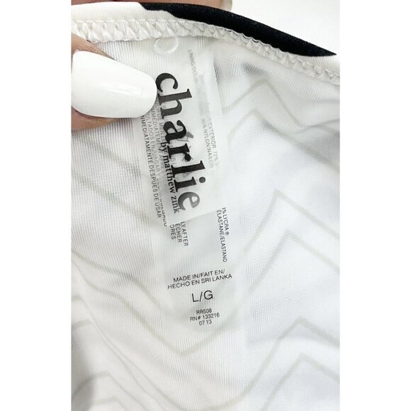 Charlie by Matthew Zink MZ Vita Bandeau Halter Bikini 2pc Set Chevron Sz Large - Picture 7 of 9